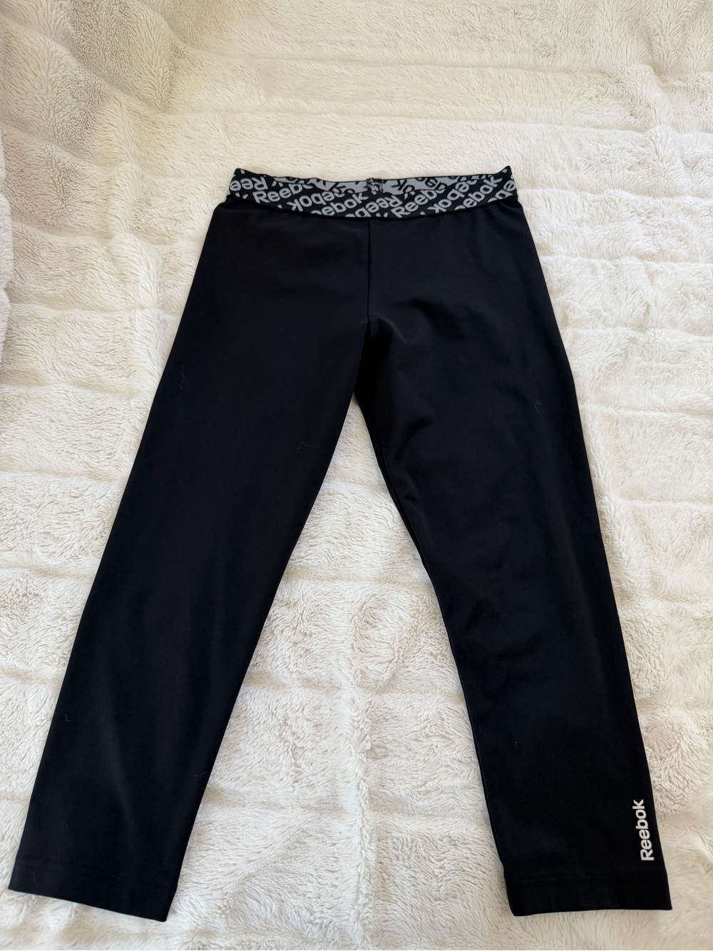Reebok Black Crop Leggings with Branded Waistband